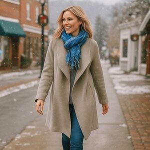 J. JILL Oatmeal Gray Wool Angora Swing Coat Size S Petite //Small